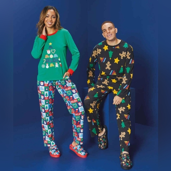 ALDI GEAR CHRISTMAS 2024 Men's L 2pc Cotton Blend Gingerbread Man Pajama Style 2 - Picture 12 of 12